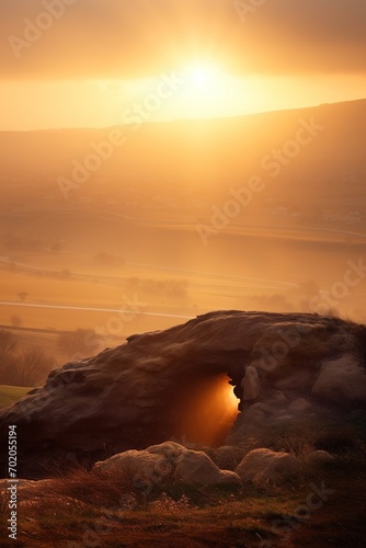 Sunrise over a megalithic tomb 