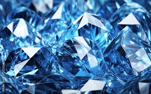 refection caustic of  blue diamond crystal jewel light texture background. blue shiny diamond stone abstract background  