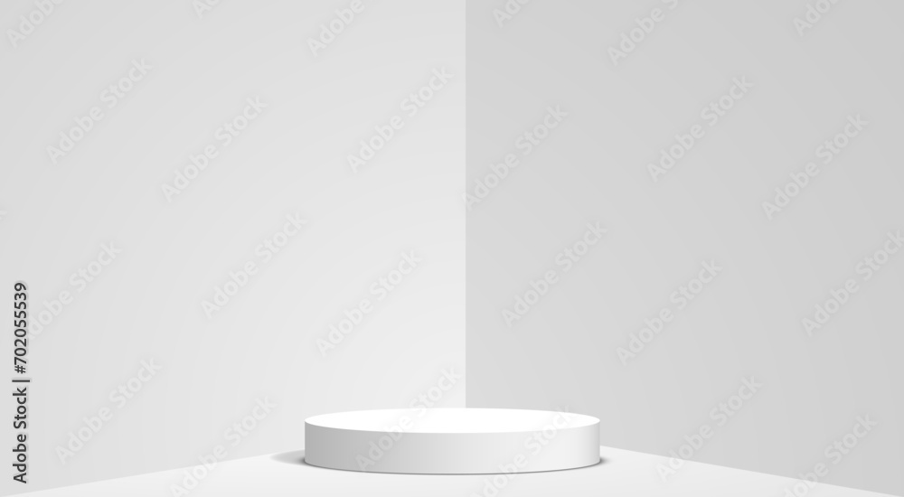 white podium with spotlight in the white room white podium with spotlight in the white room
