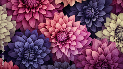 abstract background seamless pattern with dahlia flowers © Aura