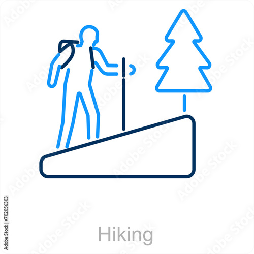 Hiking and hike icon concept