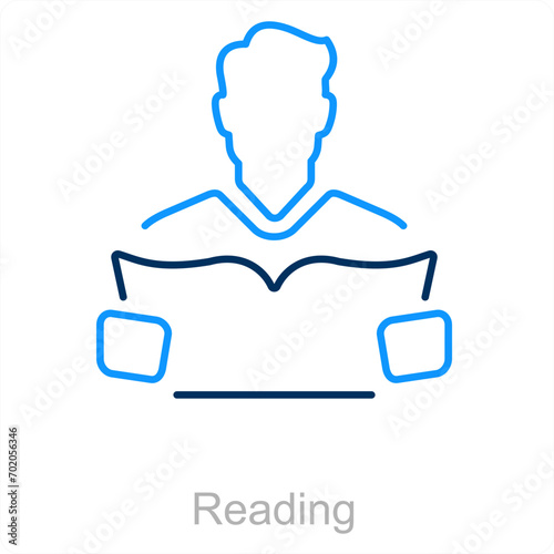 Reading and reader icon concept