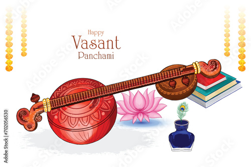 Happy vasant panchami indian cultural festival background photo