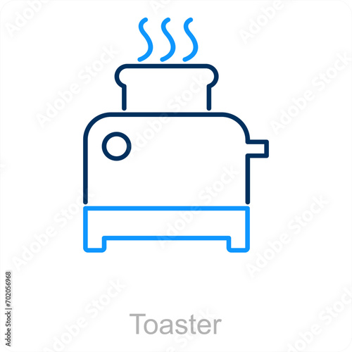 Toaster and bread toaster icon concept 