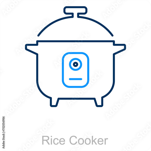 Rice Cooker and food icon concept 