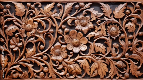 flower and floral wood carving ornament pattern background