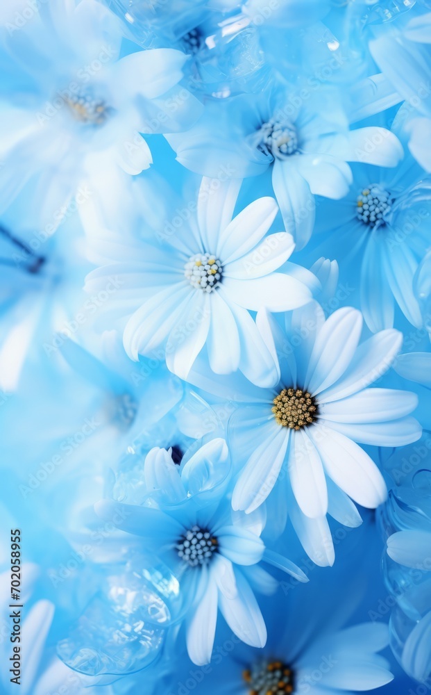 Close-up photo of soft blue and white flower backgrounds