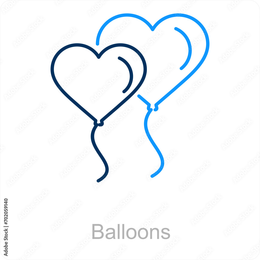 Balloons and celebrate icon concept 