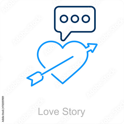 Love Story and heart icon concept 