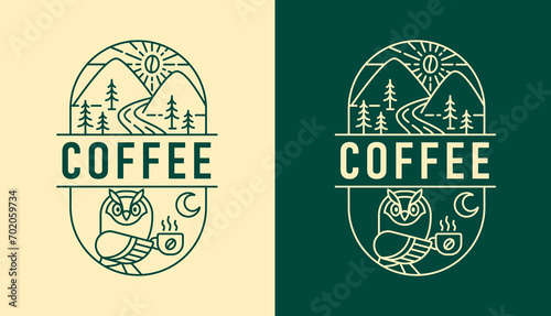 nature coffee line art design template