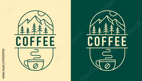 nature coffee line art design template