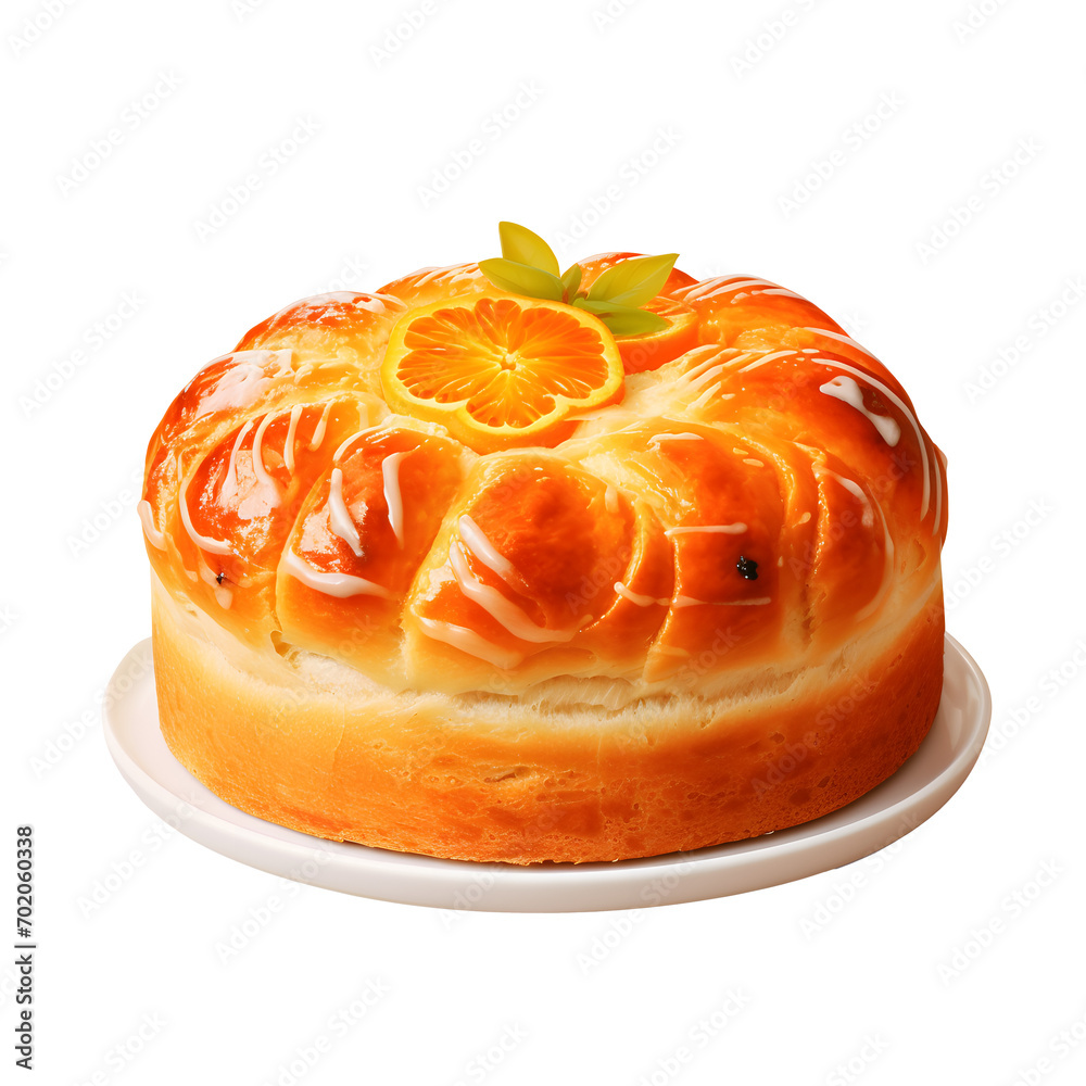 Orange Cake, Decorated With Slices Of Orange On A png Background. Orange Cake, Decorated With Slices Of Orange On A png Background.