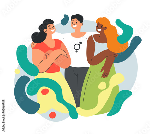 Gender identity, bisexual male with people vector