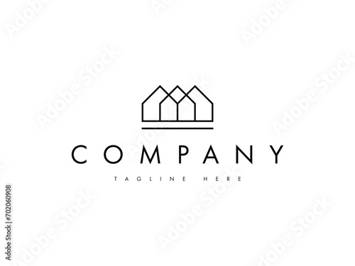 real estate house line logo design