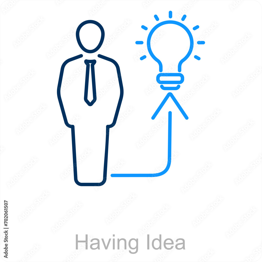 Having Idea and idea icon concept Having Idea and idea icon concept