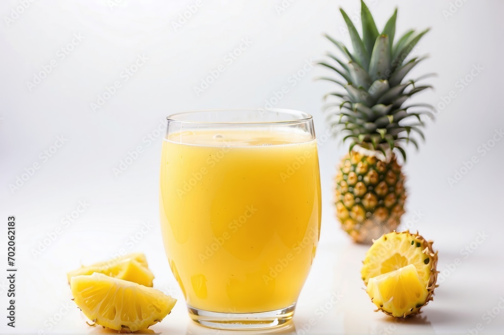 pineapple juice tropical and summer drink in white background with copyspace pineapple juice tropical and summer drink in white background with copyspace