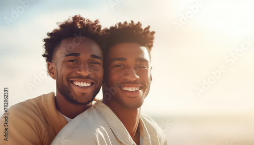 gay couple on the beach , black history month photo