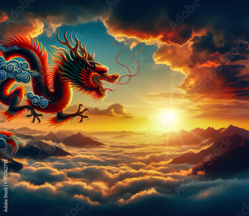Chinese New Year 2024, year of the dragon, celebrate the end of winter and the beginning of spring