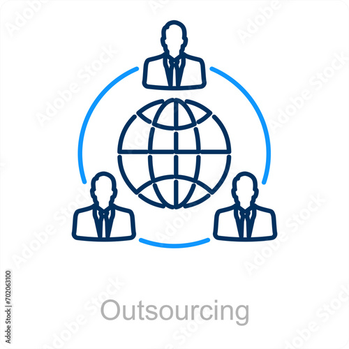 Outsourcing and hr icon concept 