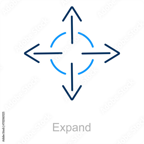 Expand and arrow icon concept 