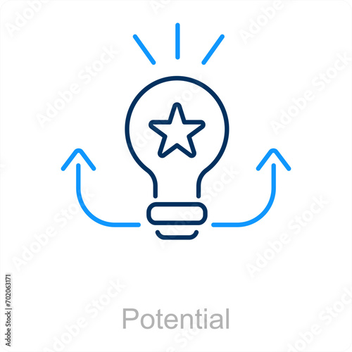 Potential and brain icon concept 