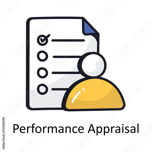Performance Appraisal vector filled outline doodle Design illustration. Symbol on White background EPS 10 File 