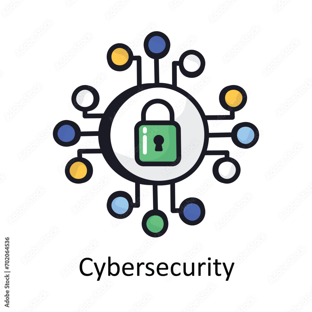 Cyber security vector filled outline doodle Design illustration. Symbol on White background EPS 10 File Cyber security vector filled outline doodle Design illustration. Symbol on White background EPS 10 File