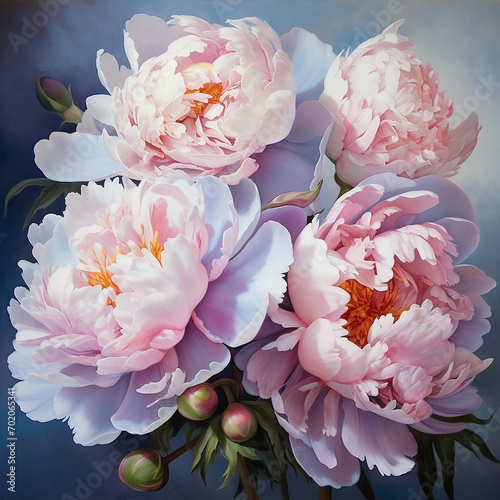 Pastel Peonies in Full Bloom