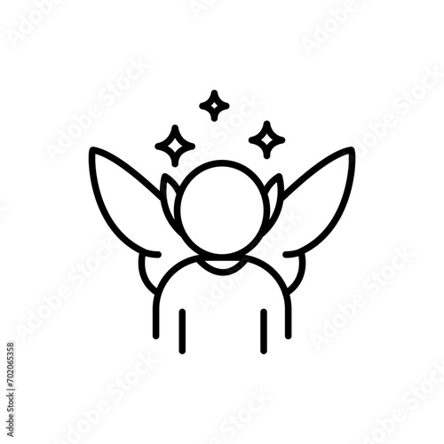 Fairy outline icons, minimalist vector illustration ,simple transparent graphic element .Isolated on white background