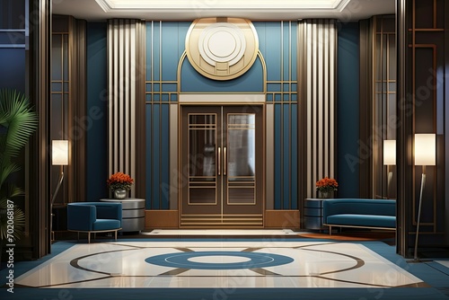  Luxurious hotel foyer with art deco elements