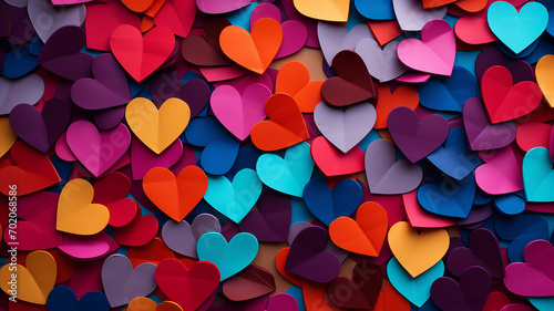 the background of a paper heart has hearts in different photo