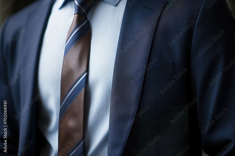 Close-up of a man's suit with a striped tie and white shirt. Close-up of a man's suit with a striped tie and white shirt.