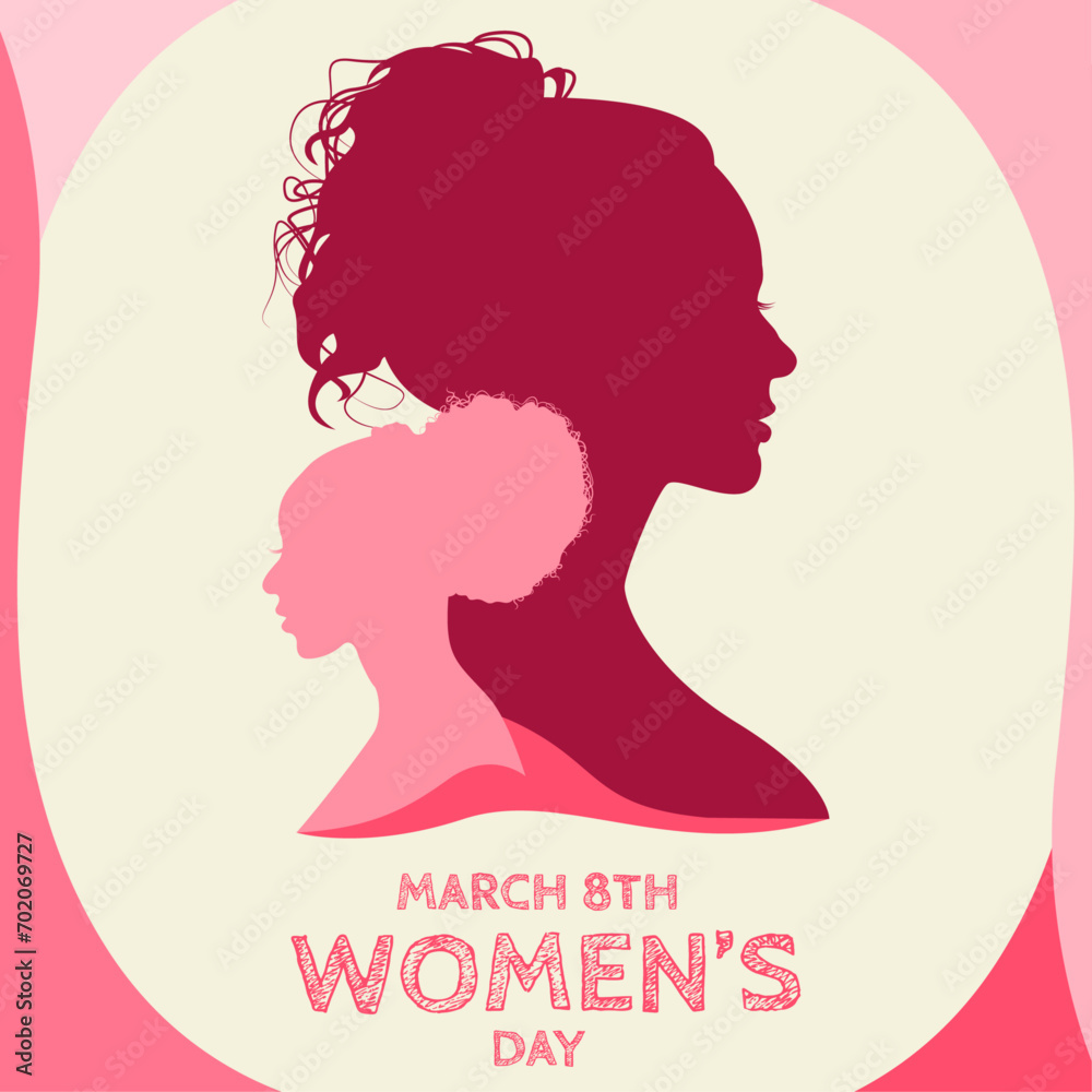 International women's day illustration with beauty silhouette