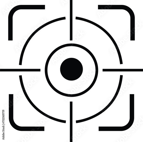 Target destination icon. Aim sniper . Focus cursor bull eye mark . Vector, Gun Sight Crosshairs Bullseye. sniper rifle target. Focus target vector icon. Target goal, focus arrow. marketing aim design,