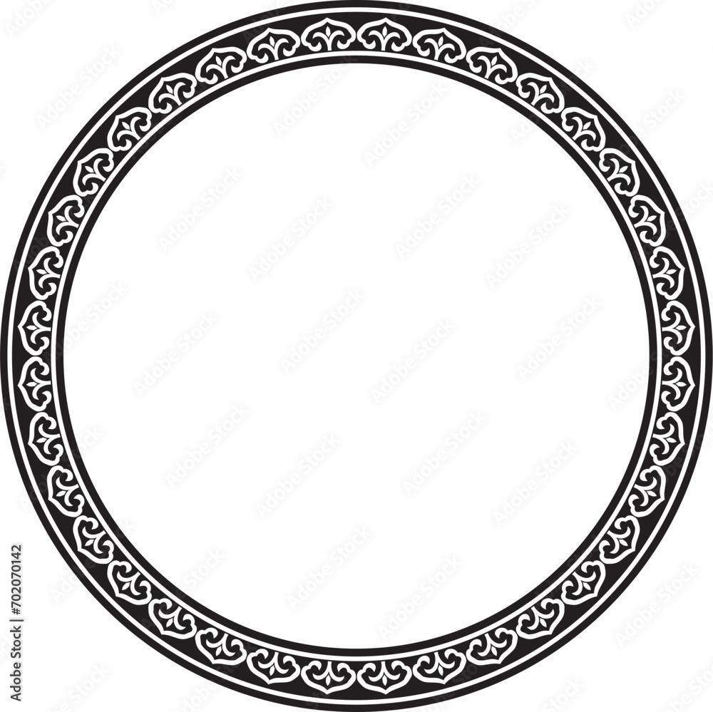 .Vector monochrome black round Chinese ornament. Frame, border, circle, ring of Asian peoples of the East. .Vector monochrome black round Chinese ornament. Frame, border, circle, ring of Asian peoples of the East.