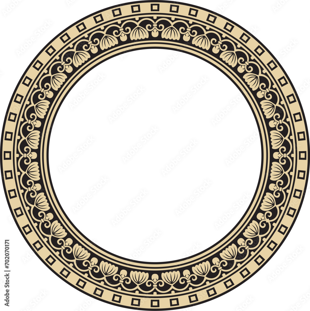 Vector gold with black round ornament ring of ancient Greece. Classic pattern frame border Roman Empire.. Vector gold with black round ornament ring of ancient Greece. Classic pattern frame border Roman Empire..
