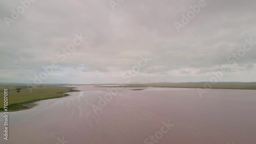 Aerial views of Lake Bumbunga (Lochiel's Pink Lake) in the Clare Valley of South Australia photo