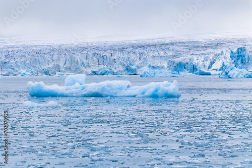 Ice floe at a glacier by the sea in Svalbard