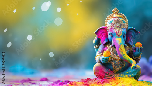 Ganesha Abundance Figurine , happy holi indian concept