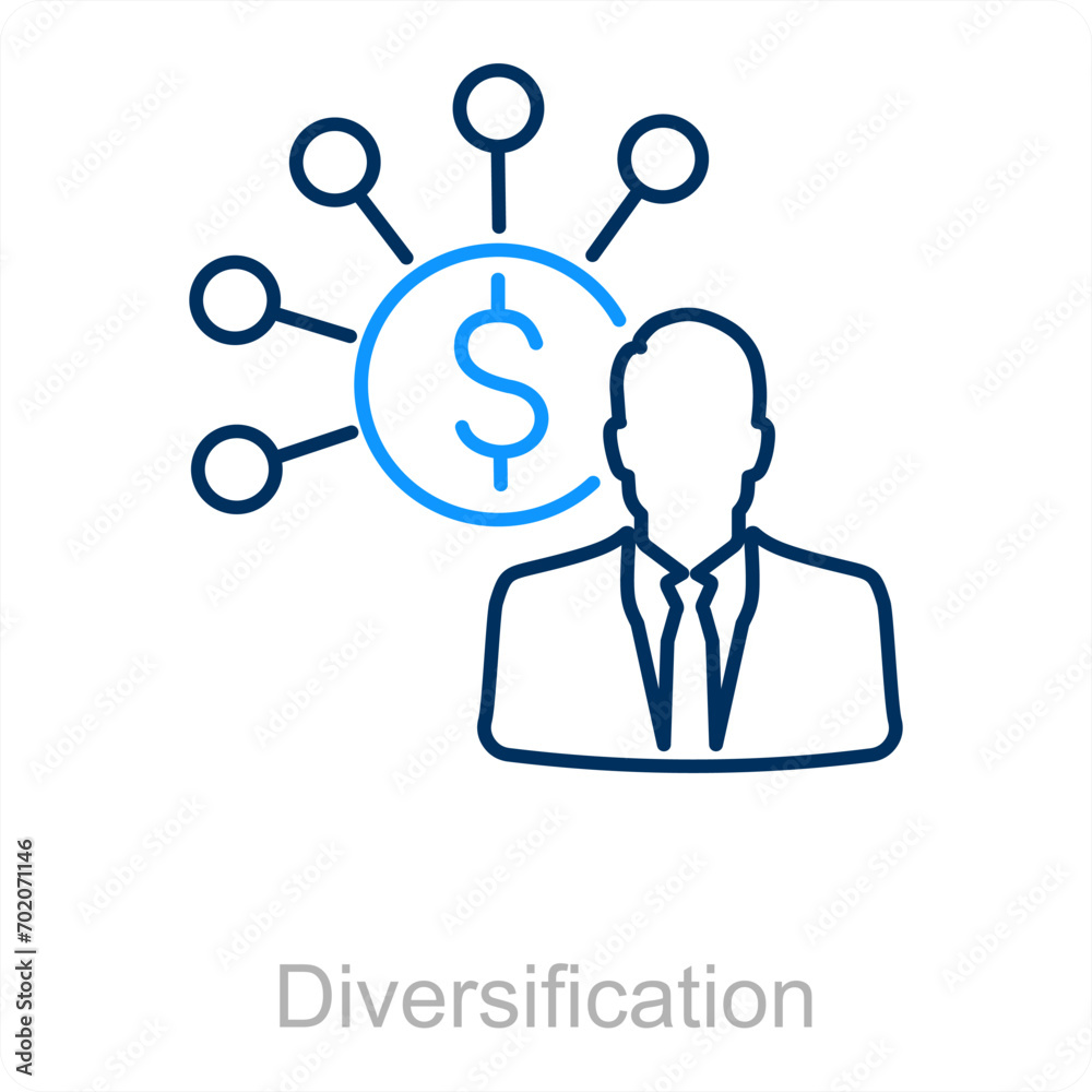 Diversification and corporate icon concept Diversification and corporate icon concept