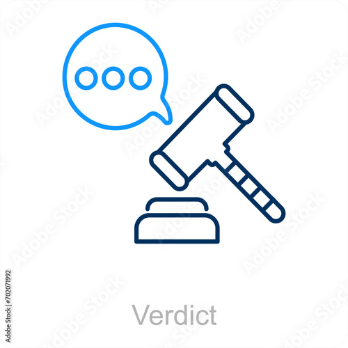 Verdict and court icon concept