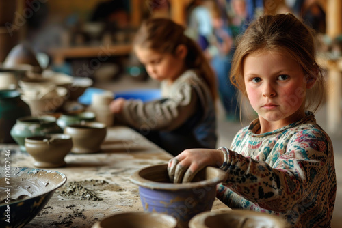 children participate in pottery classes, enjoying their extra activities