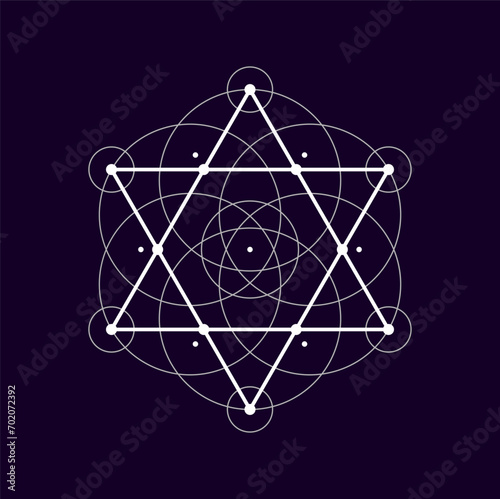 Ethnic masonic symbol isolated geometric shape magic esoteric symbol. Vector mystical symbol, fashion shape with different connected circles