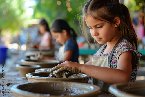 children participate in pottery classes, enjoying their extra activities
