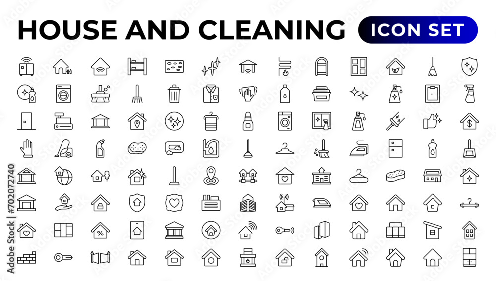 House cleaning icon set.Cleaning icon collection.Outline icon collection.