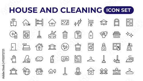 House cleaning icon set.Cleaning icon collection.Outline icon collection.