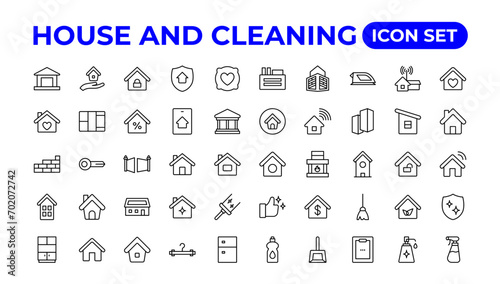 House cleaning icon set.Cleaning icon collection.Outline icon collection.
