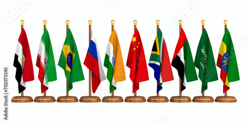 Set flags BRICS on white ba...