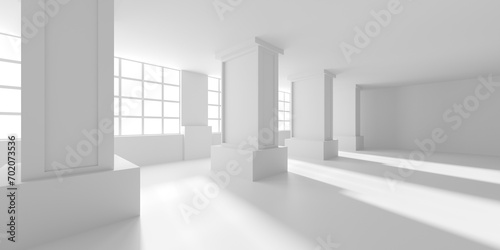 Minimalistic room space. White clean empty architecture interior