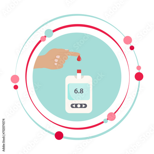 Blood prick test on a glucometer vector illustration diabetes monitoring icon